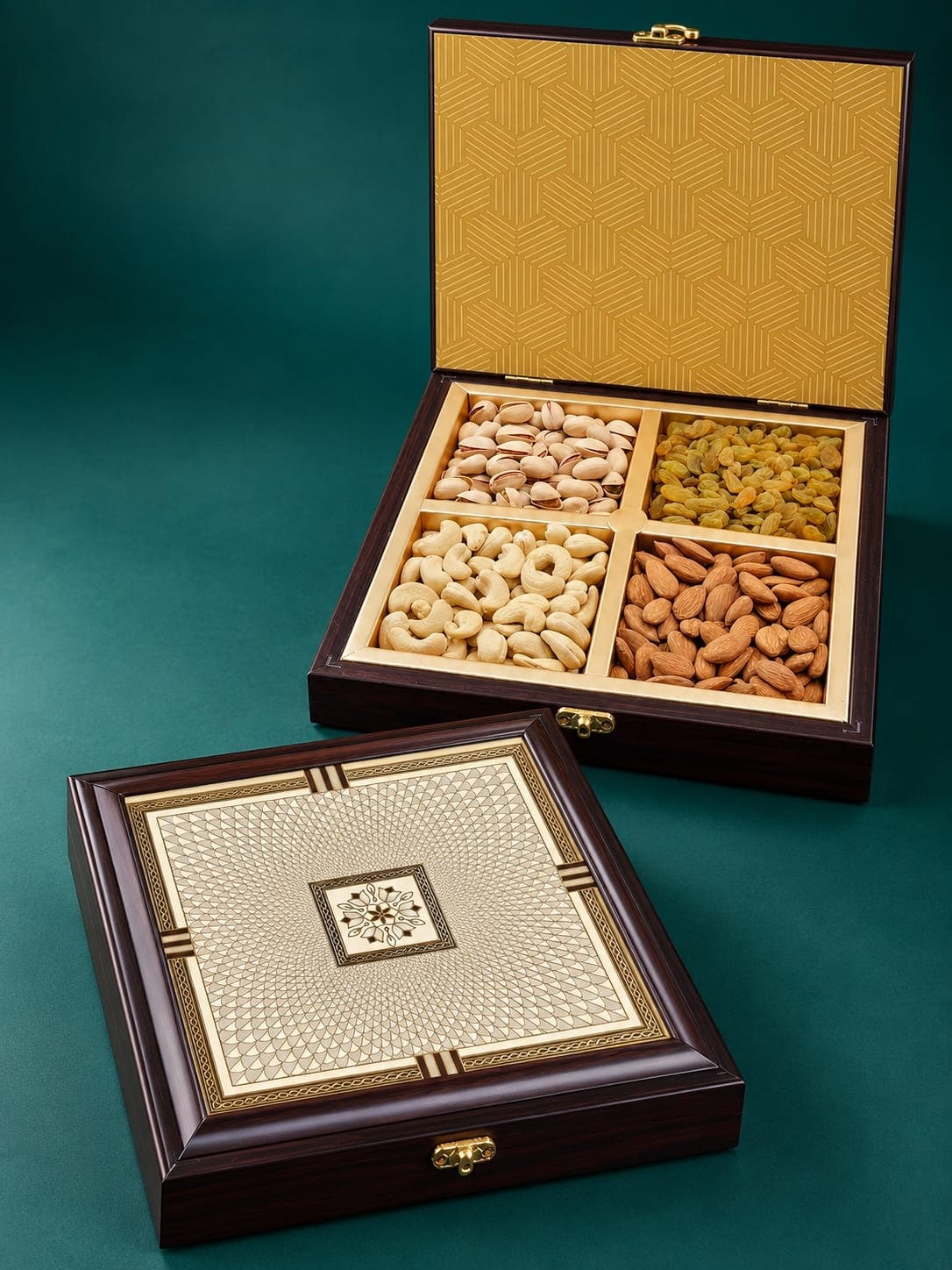 Wooden 4 Dry Fruit Gift Box (375g)