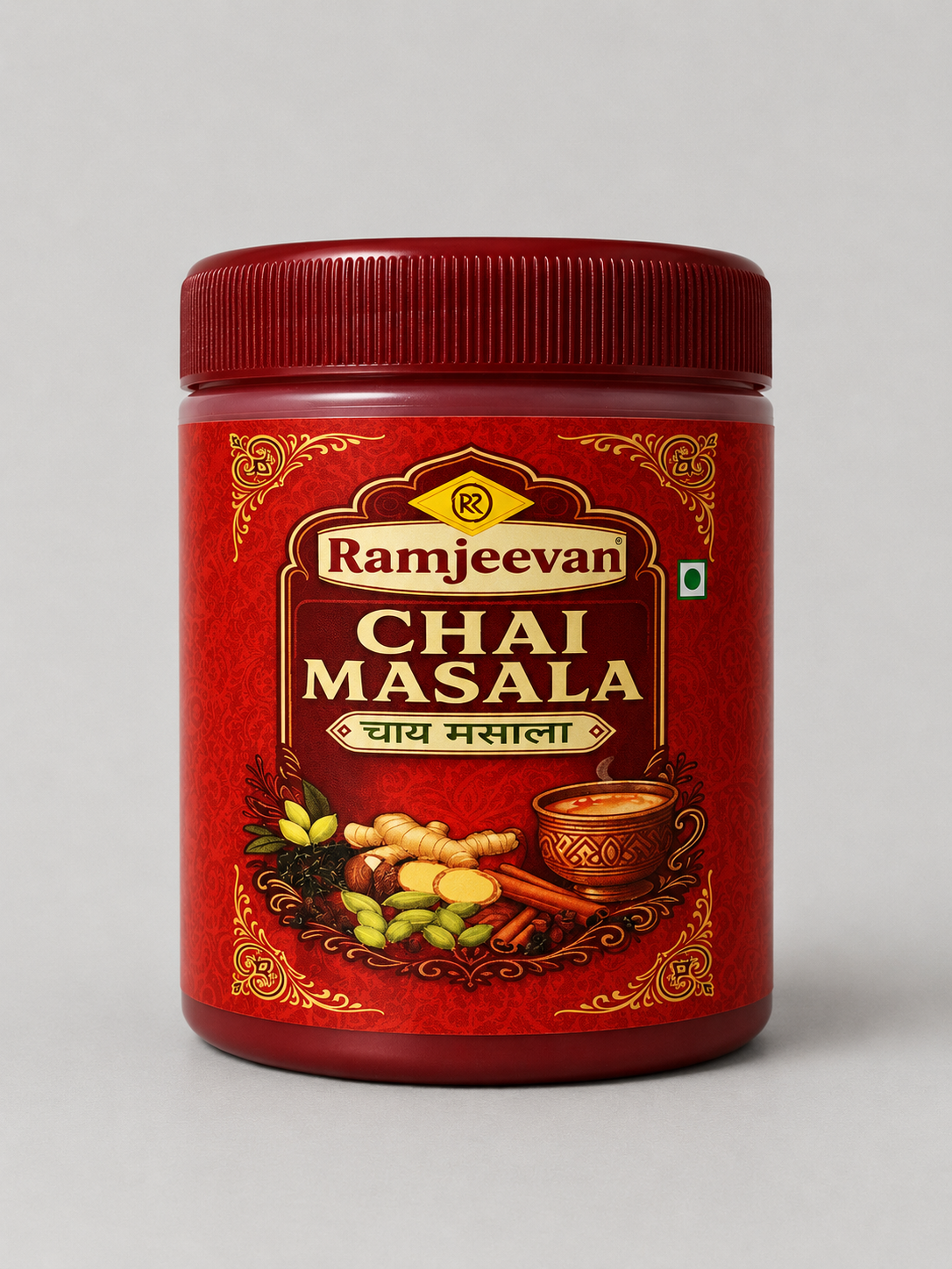 Ramjeevan chai masala tea spice blend in royal blue pouch
