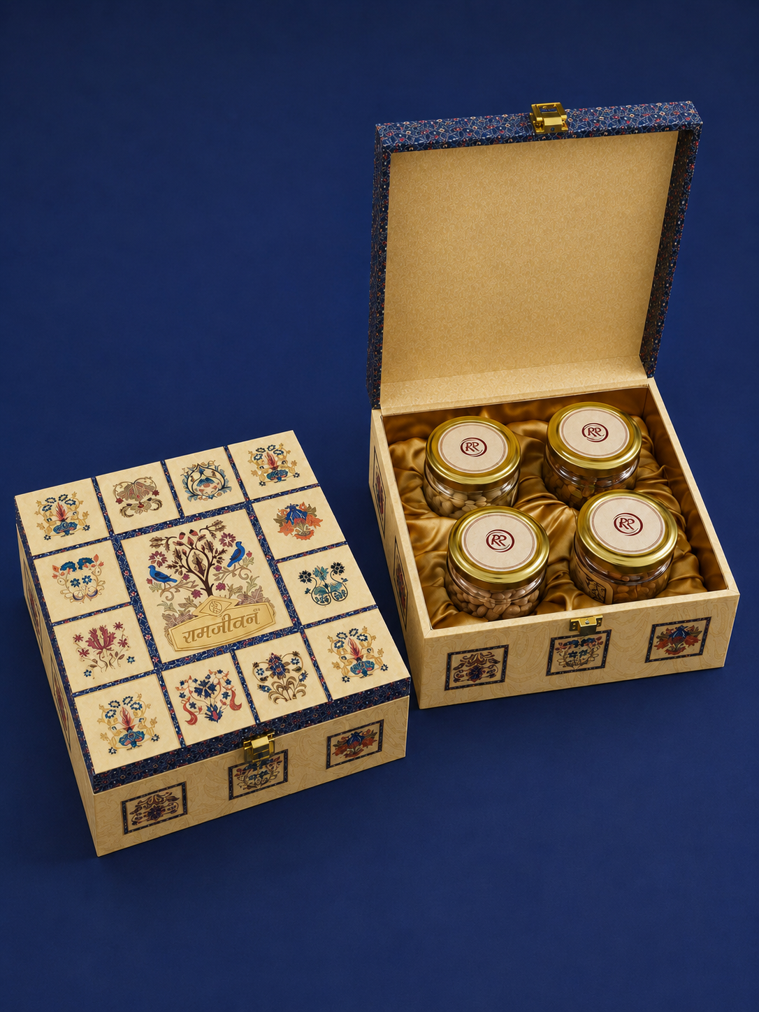 Ramjeevan Rajasthani Heritage 4 jar gift box with hand-illustrated miniature panels