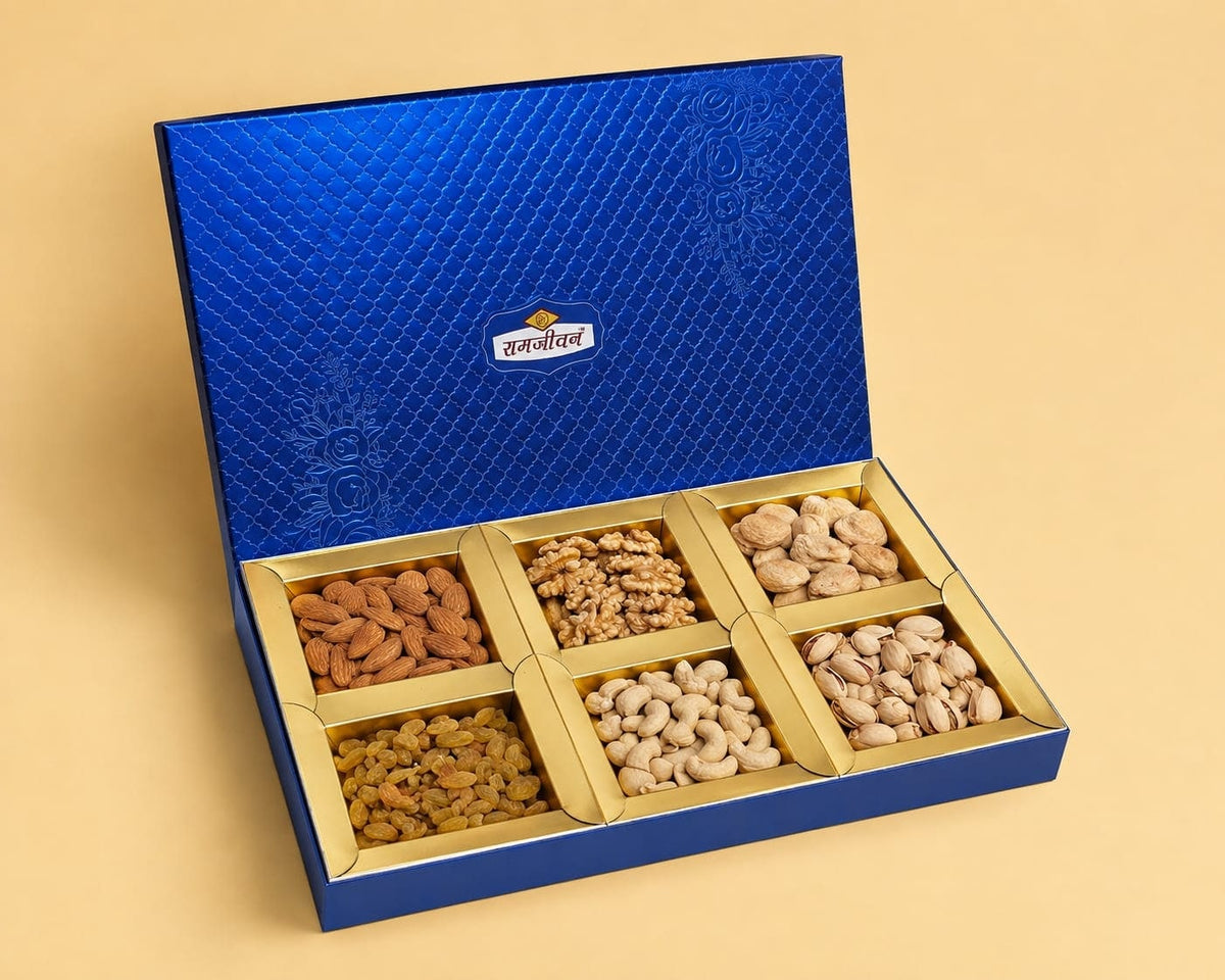 Shiny Blue Dry Fruit Gift Box (500g)